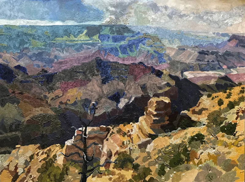 Fire on the North Rim, 2020, Oil on Board, 18" x 24"
