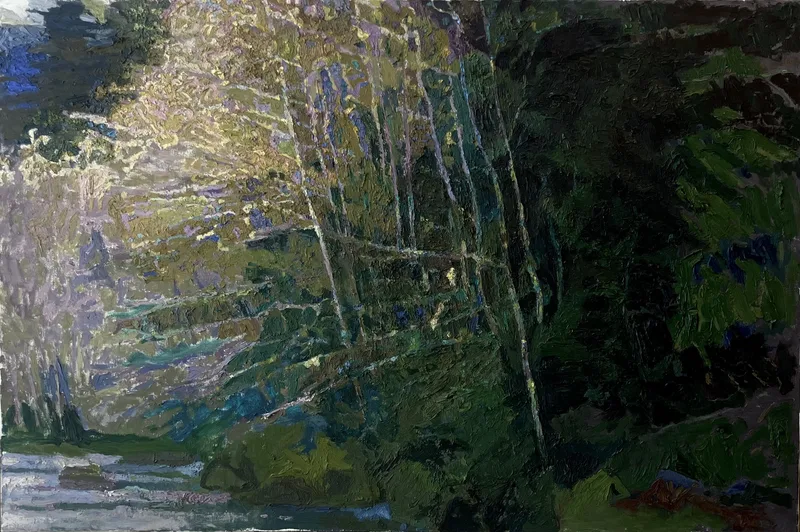 Image of Redwood Creek near the Hyperion, 2026, oil on canvas, 24